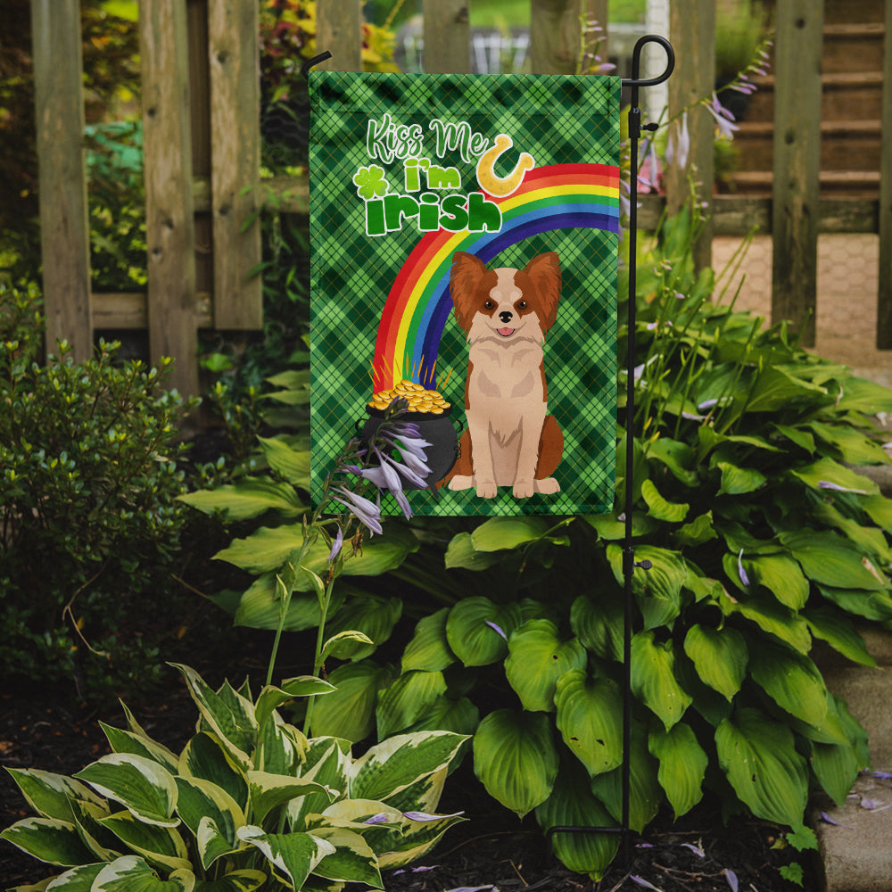 Longhaired Red and White Chihuahua St. Patrick's Day Flag Garden Size