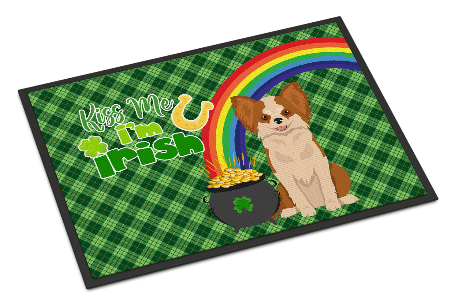 Buy this Longhaired Red and White Chihuahua St. Patrick's Day Indoor or Outdoor Mat 24x36