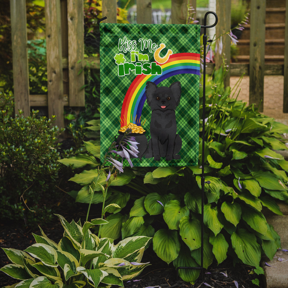 Longhaired Black Chihuahua St. Patrick's Day Flag Garden Size  the-store.com.