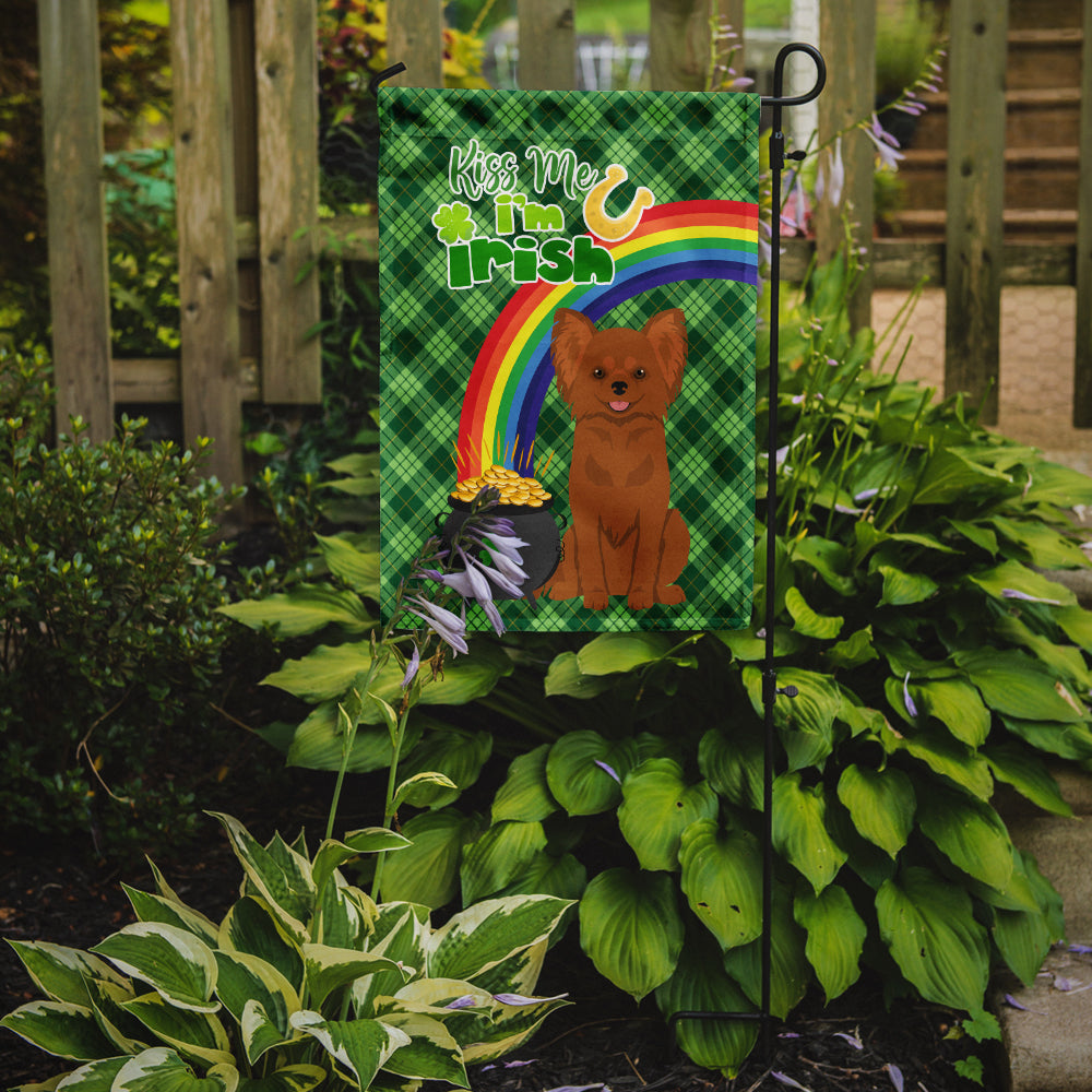 Longhaired Red Chihuahua St. Patrick's Day Flag Garden Size