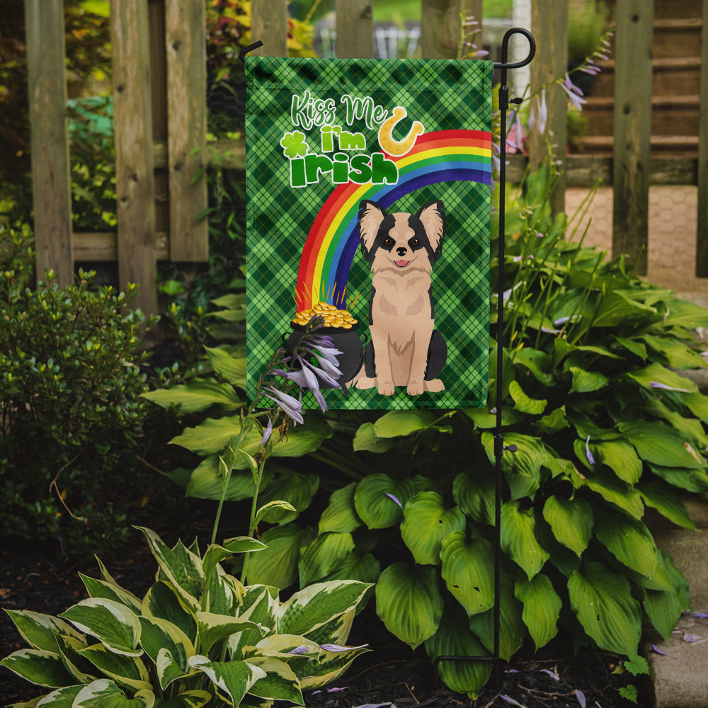 Longhaired Black and White #2 Chihuahua St. Patrick's Day Flag Garden Size