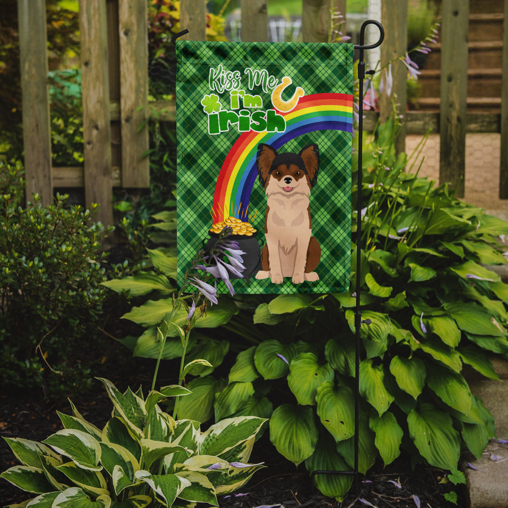 Longhaired Black and Red Chihuahua St. Patrick's Day Flag Garden Size  the-store.com.