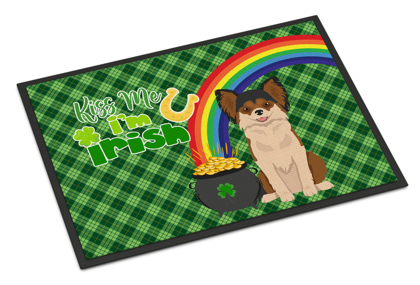 Buy this Longhaired Black and Red Chihuahua St. Patrick's Day Indoor or Outdoor Mat 24x36