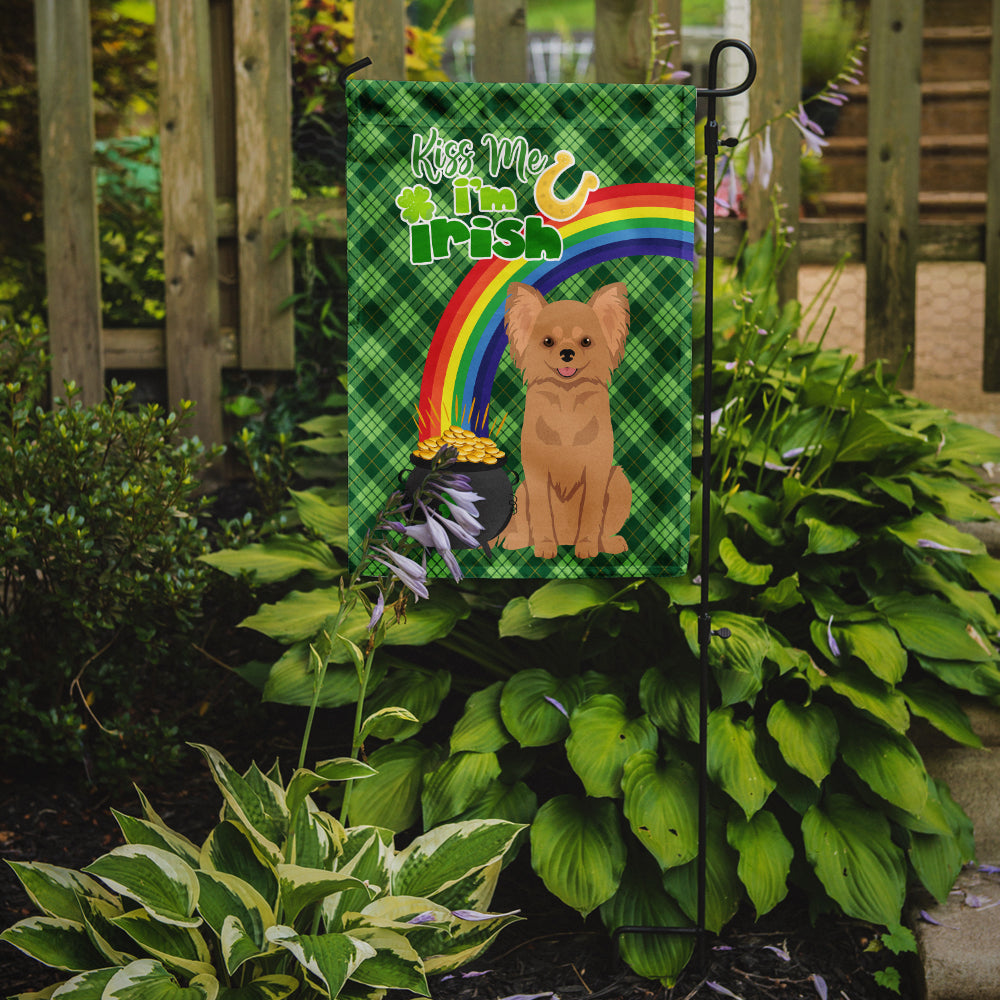 Longhaired Gold Chihuahua St. Patrick's Day Flag Garden Size
