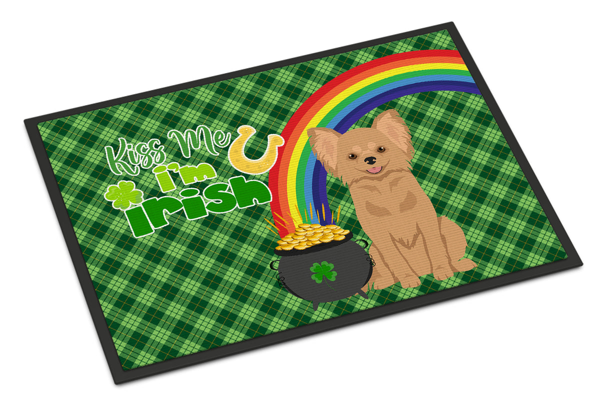 Buy this Longhaired Gold Chihuahua St. Patrick&#39;s Day Indoor or Outdoor Mat 24x36