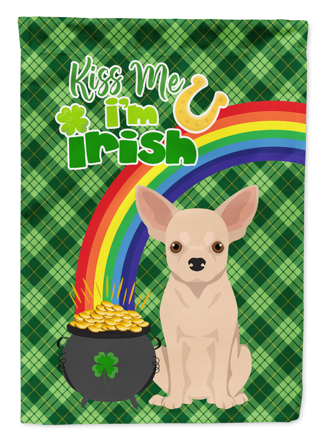 Fawn Chihuahua St. Patrick's Day Flag Garden Size  the-store.com.