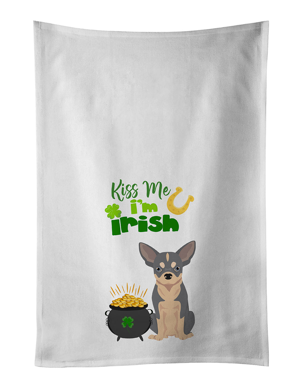 Buy this Blue and White Chihuahua St. Patrick's Day White Kitchen Towel Set of 2 Dish Towels
