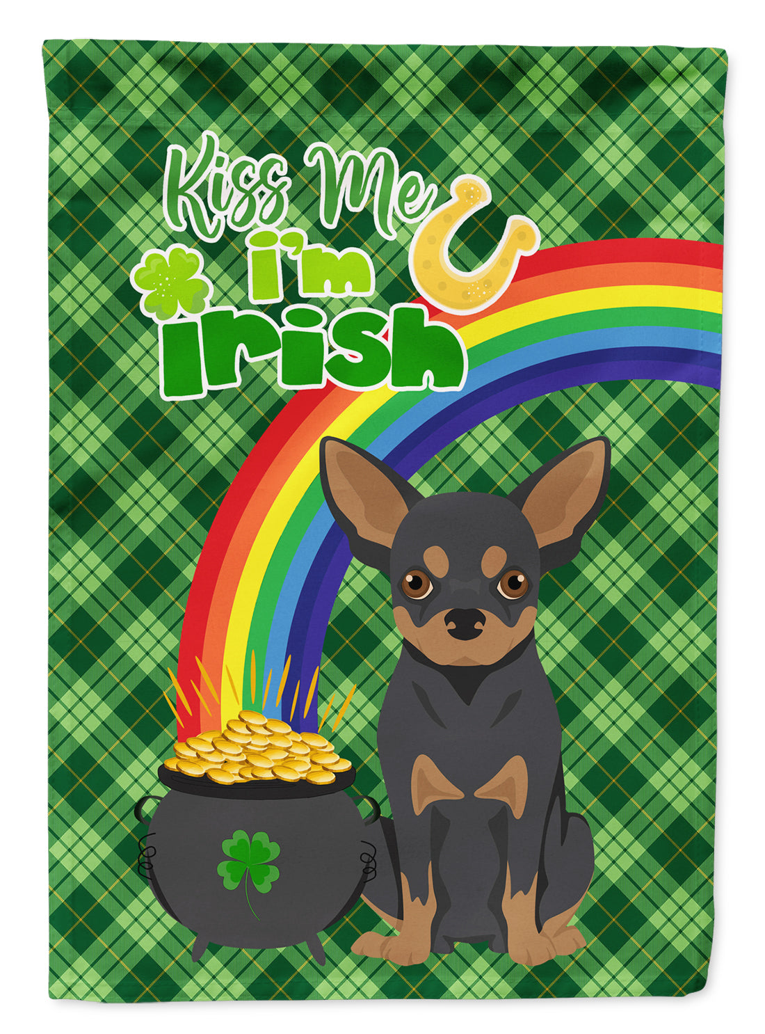 Black and Tan Chihuahua St. Patrick's Day Flag Garden Size  the-store.com.