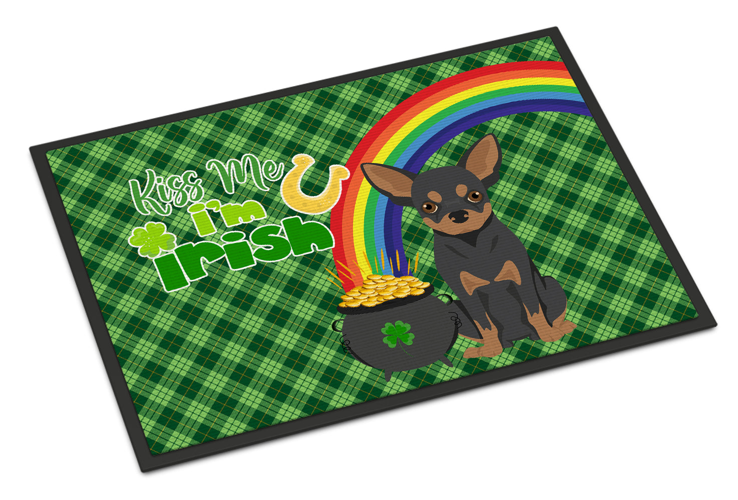 Buy this Black and Tan Chihuahua St. Patrick's Day Indoor or Outdoor Mat 24x36