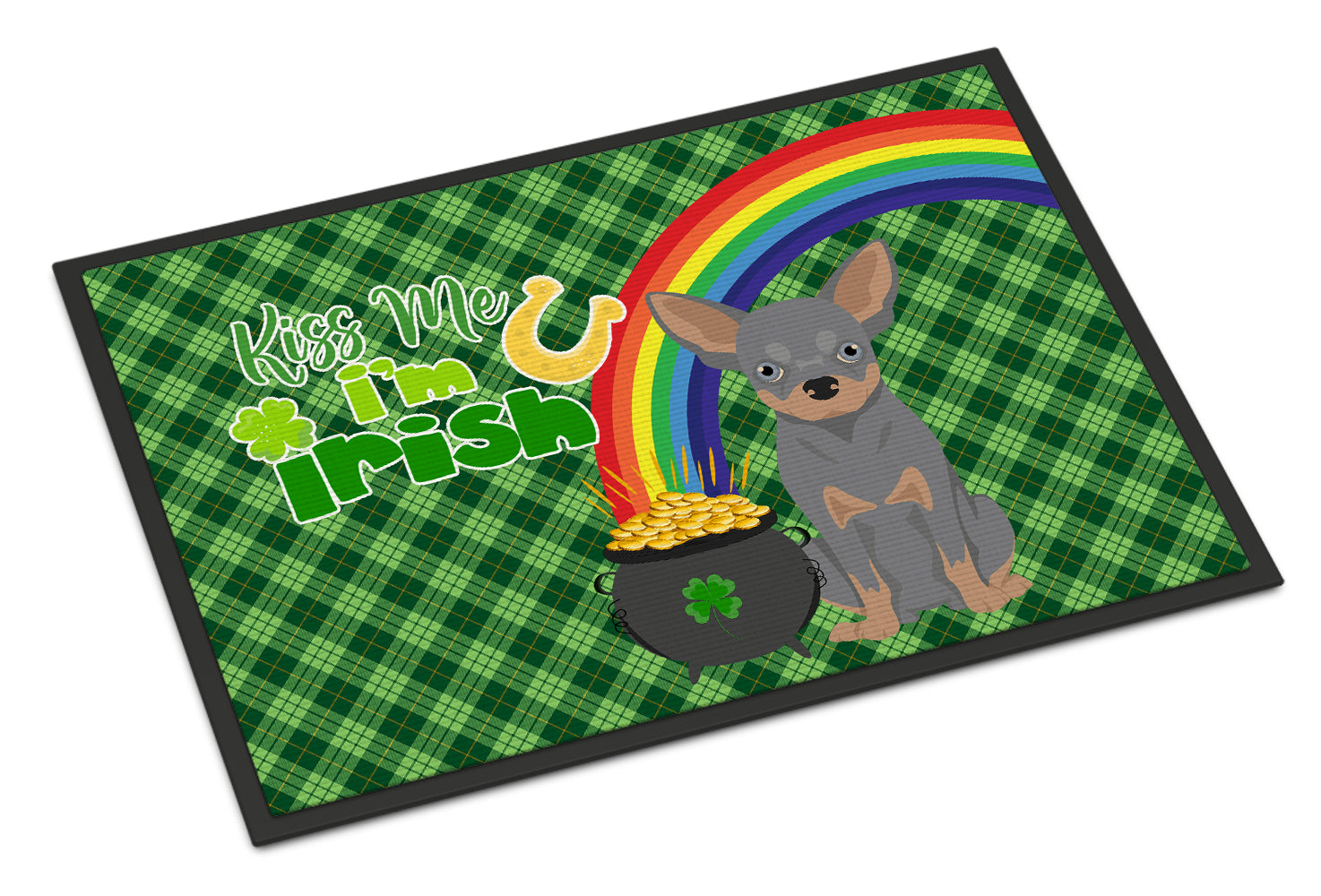 Buy this Blue and Tan Chihuahua St. Patrick's Day Indoor or Outdoor Mat 24x36