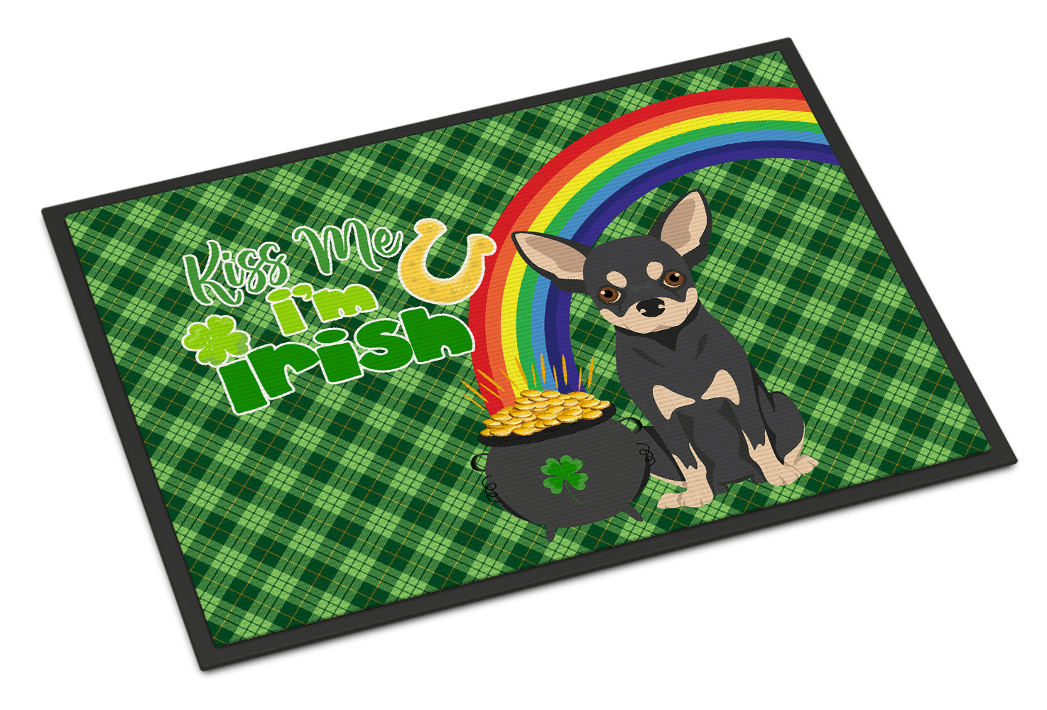 Buy this Black and Cream Chihuahua St. Patrick's Day Indoor or Outdoor Mat 24x36