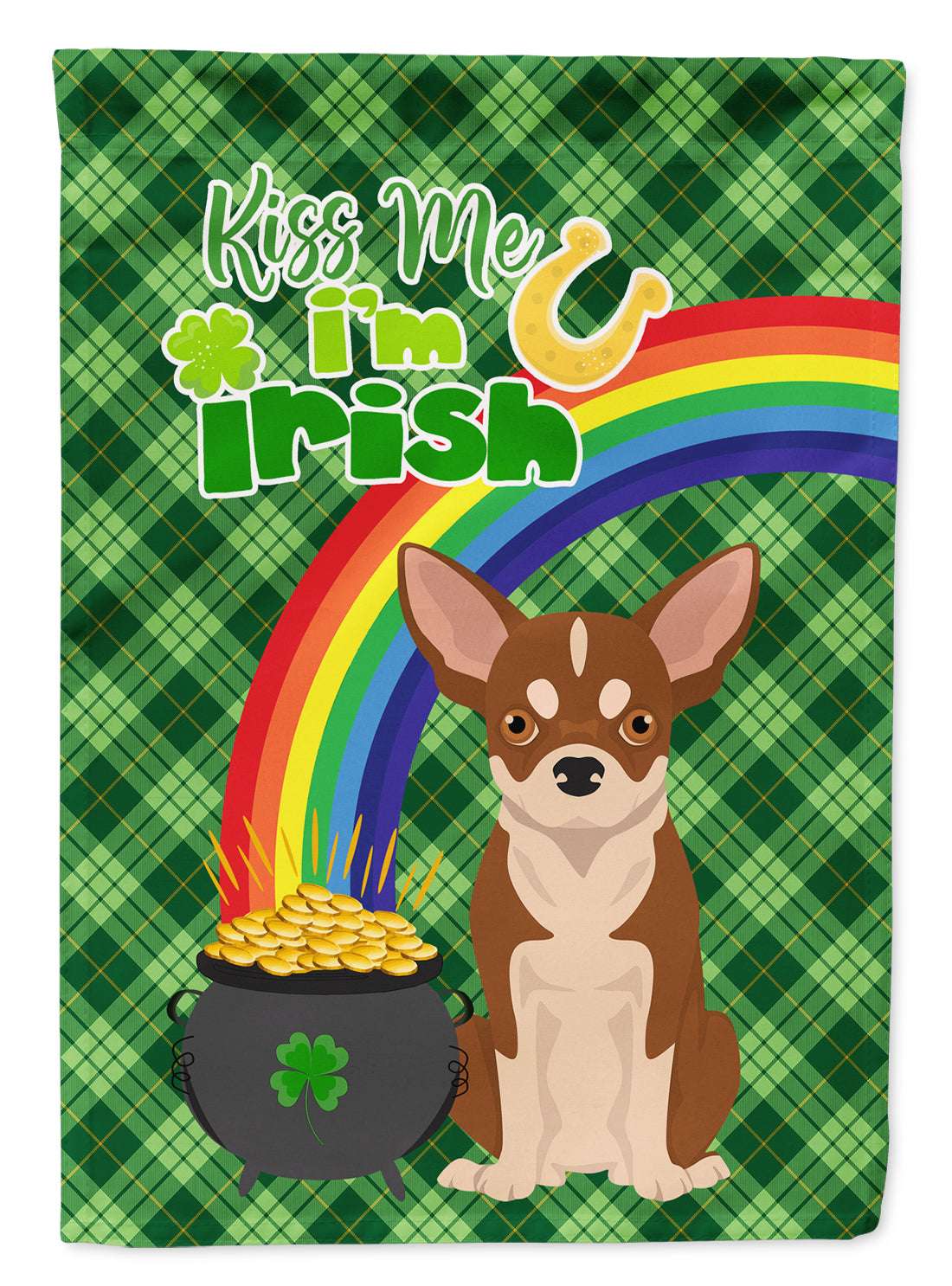 Red and White Chihuahua St. Patrick's Day Flag Garden Size