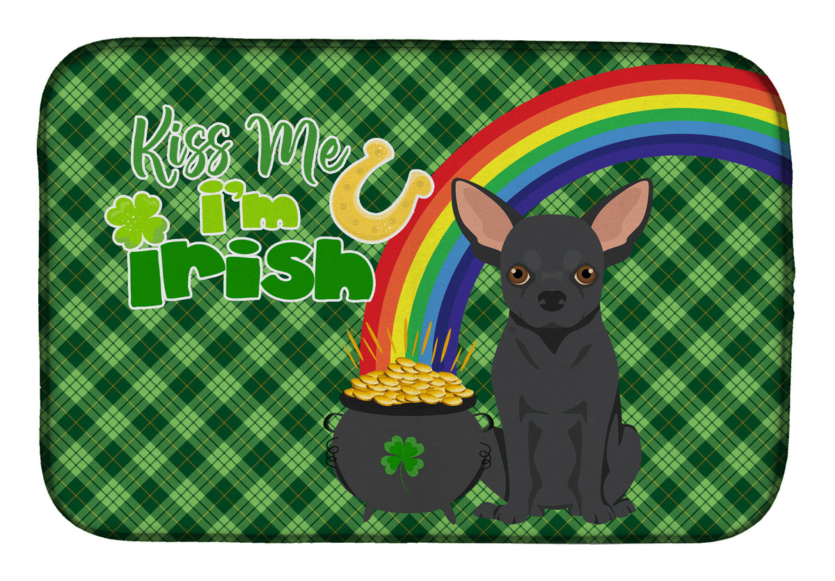 Black Chihuahua St. Patrick&#39;s Day Dish Drying Mat