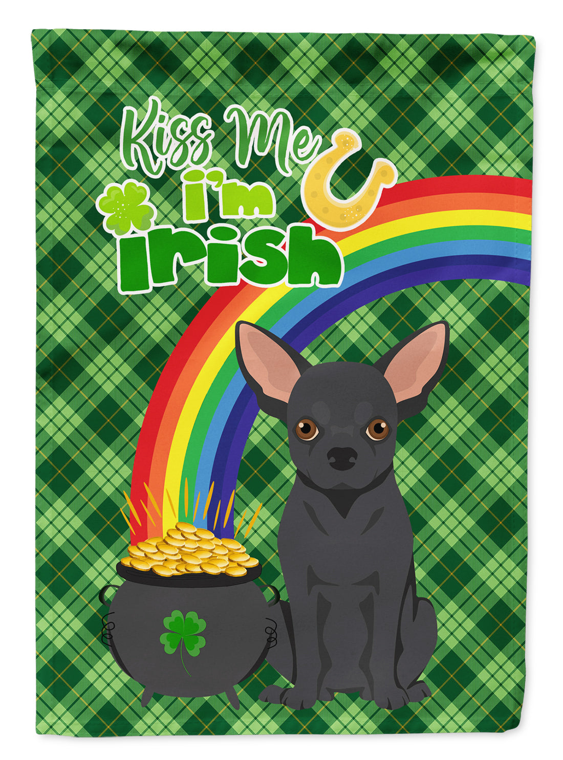 Black Chihuahua St. Patrick&#39;s Day Flag Garden Size