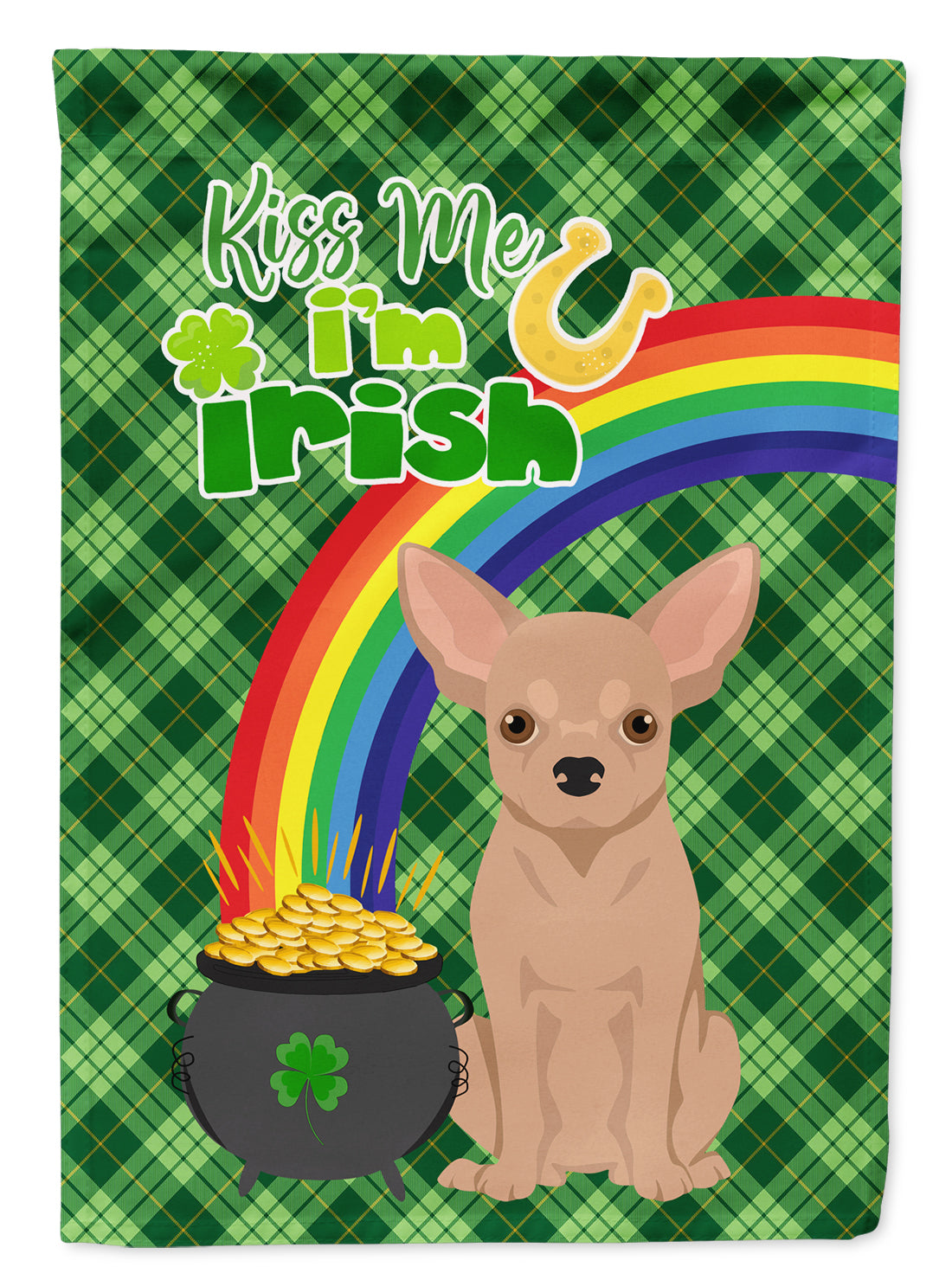 Cream Chihuahua St. Patrick's Day Flag Garden Size  the-store.com.