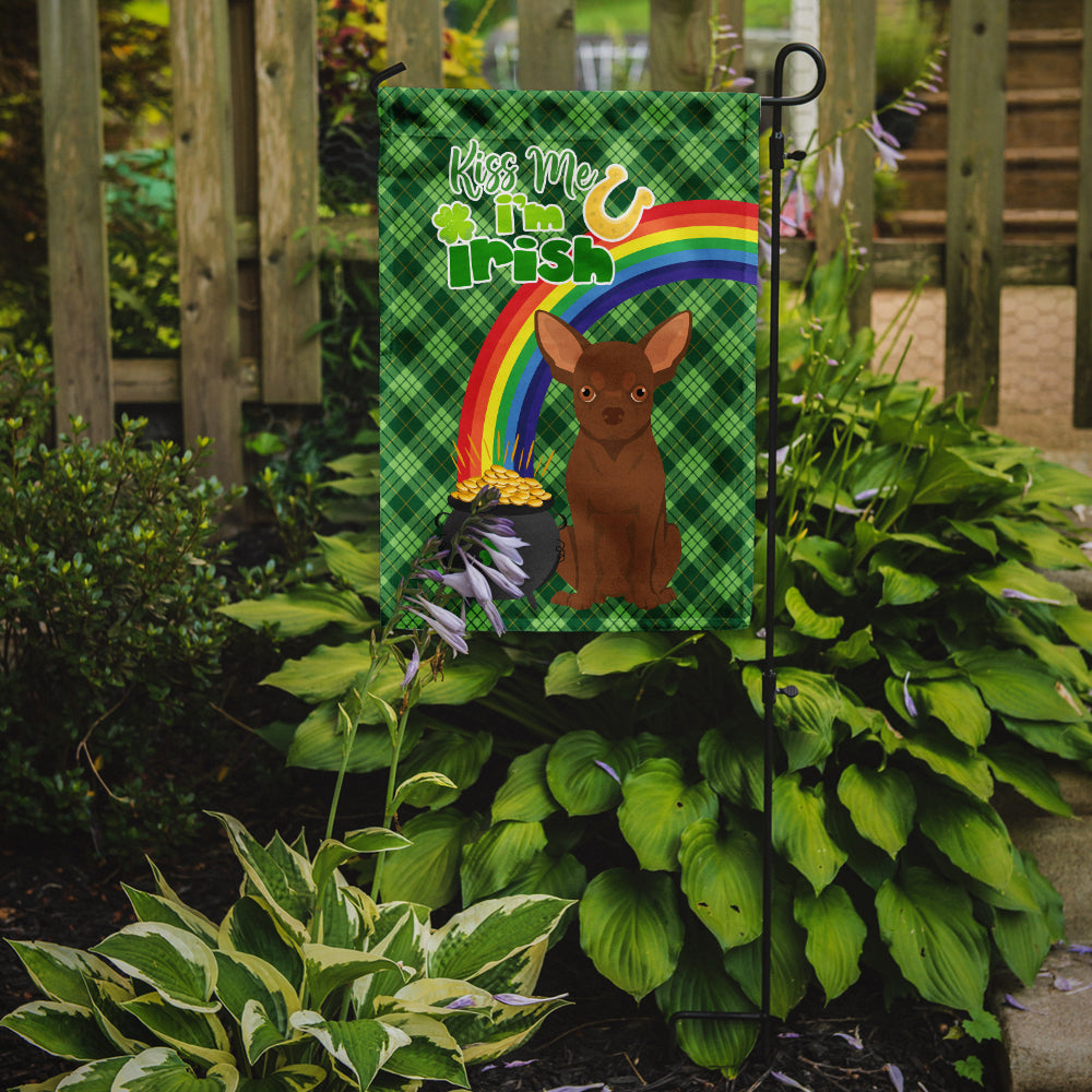 Chocolate Chihuahua St. Patrick's Day Flag Garden Size