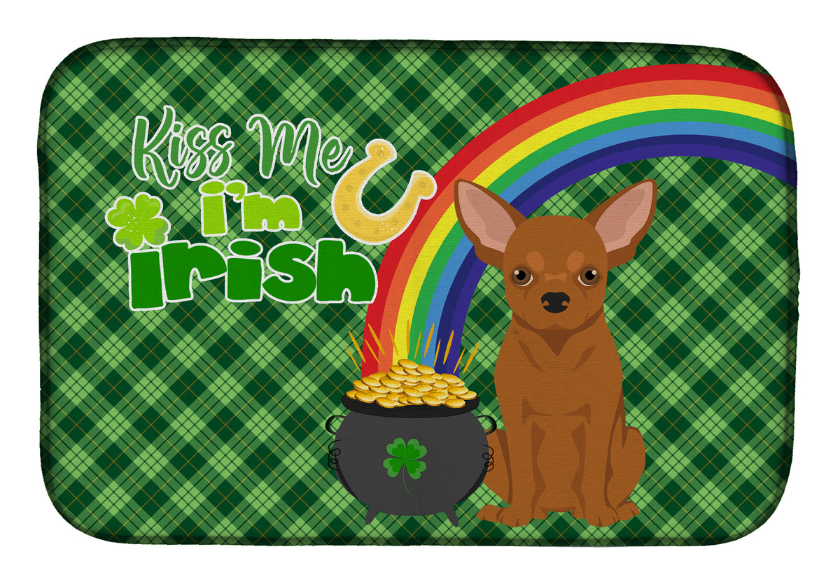 Red Chihuahua St. Patrick&#39;s Day Dish Drying Mat