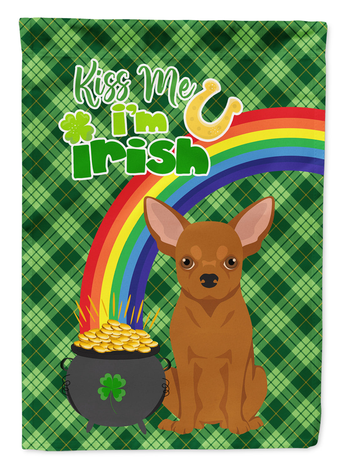Red Chihuahua St. Patrick&#39;s Day Flag Garden Size  the-store.com.