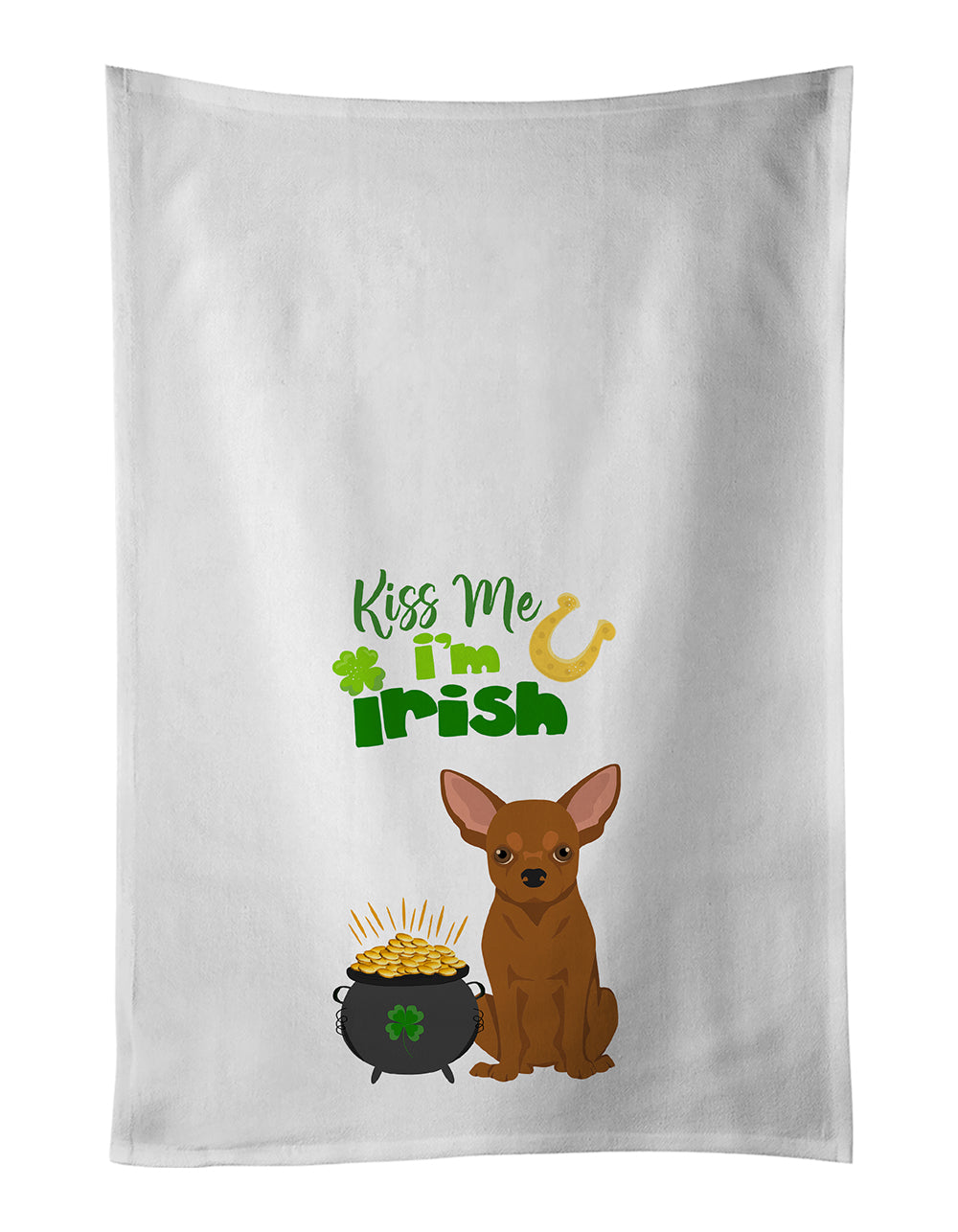 Buy this Red Chihuahua St. Patrick&#39;s Day White Kitchen Towel Set of 2 Dish Towels