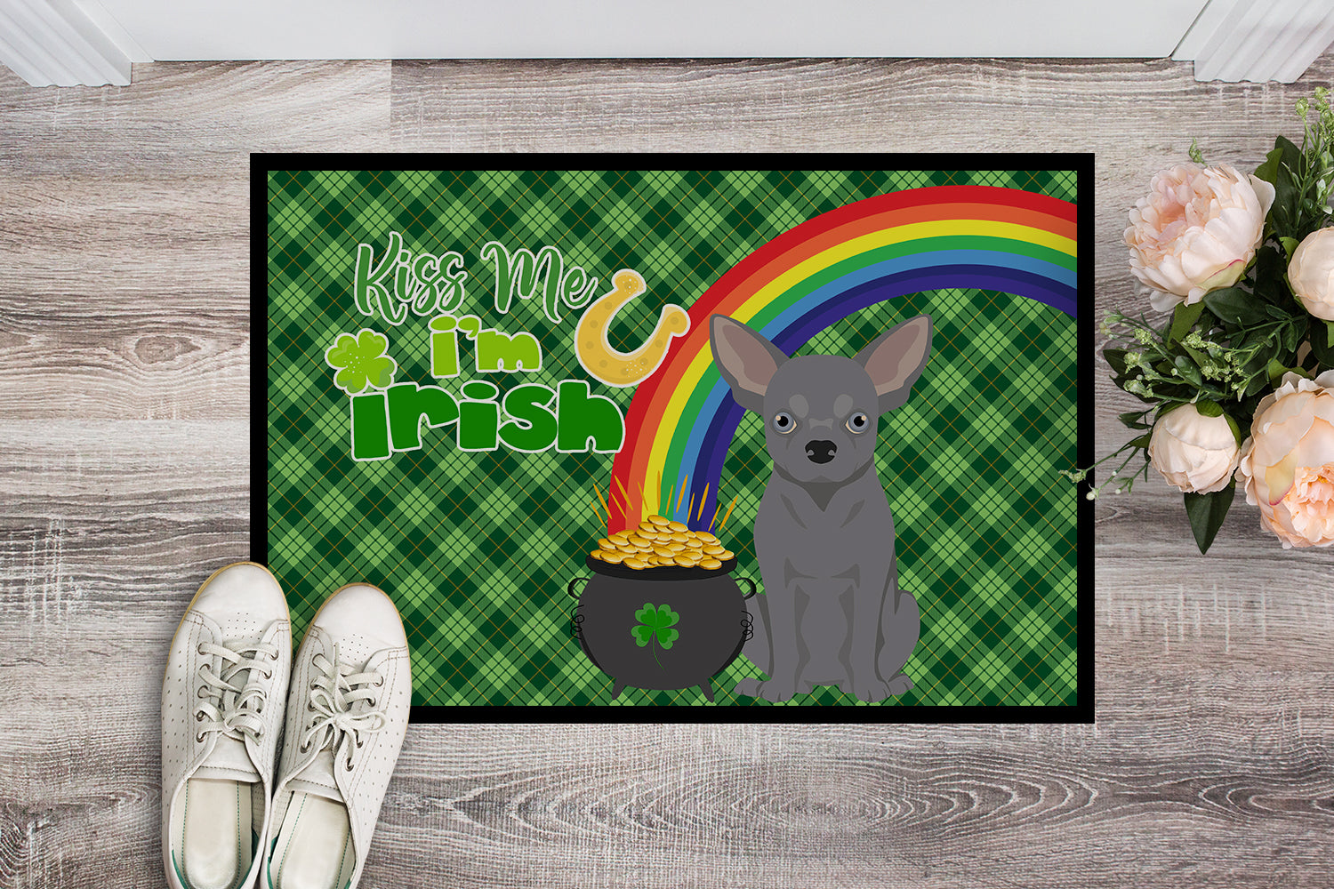 Buy this Blue Chihuahua St. Patrick's Day Indoor or Outdoor Mat 24x36