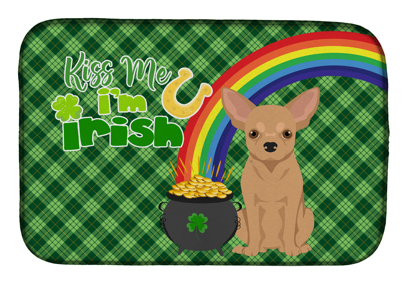 Gold Chihuahua St. Patrick's Day Dish Drying Mat  the-store.com.