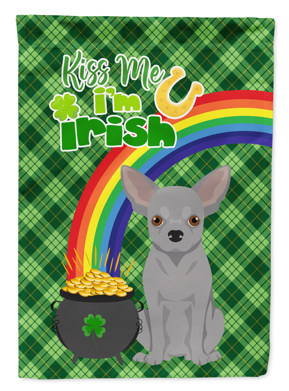 Silver Chihuahua St. Patrick&#39;s Day Flag Garden Size  the-store.com.