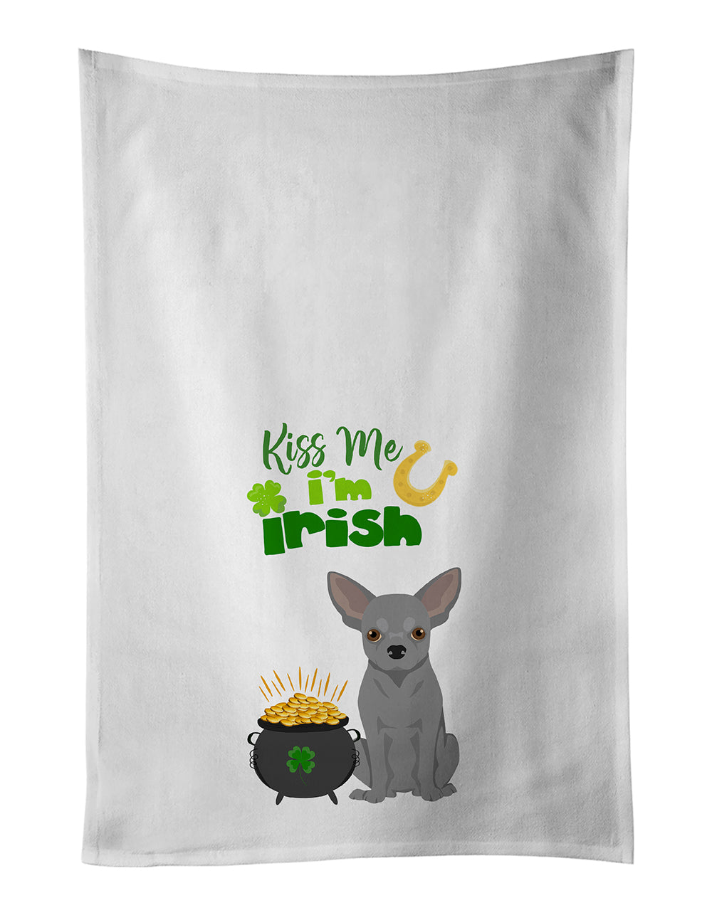 Buy this Silver Chihuahua St. Patrick&#39;s Day White Kitchen Towel Set of 2 Dish Towels