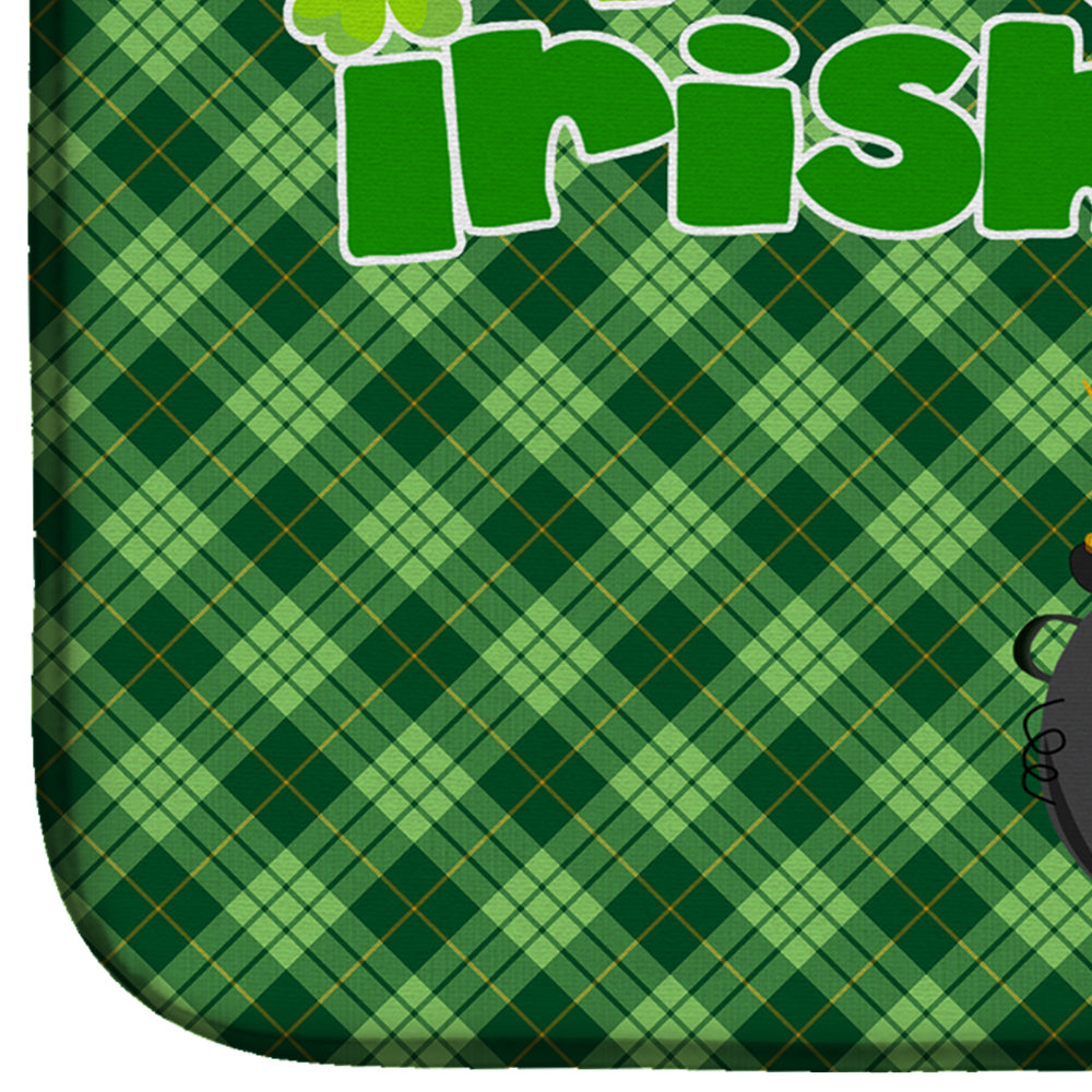 Longhair Chocolate and Tan Dachshund St. Patrick's Day Dish Drying Mat