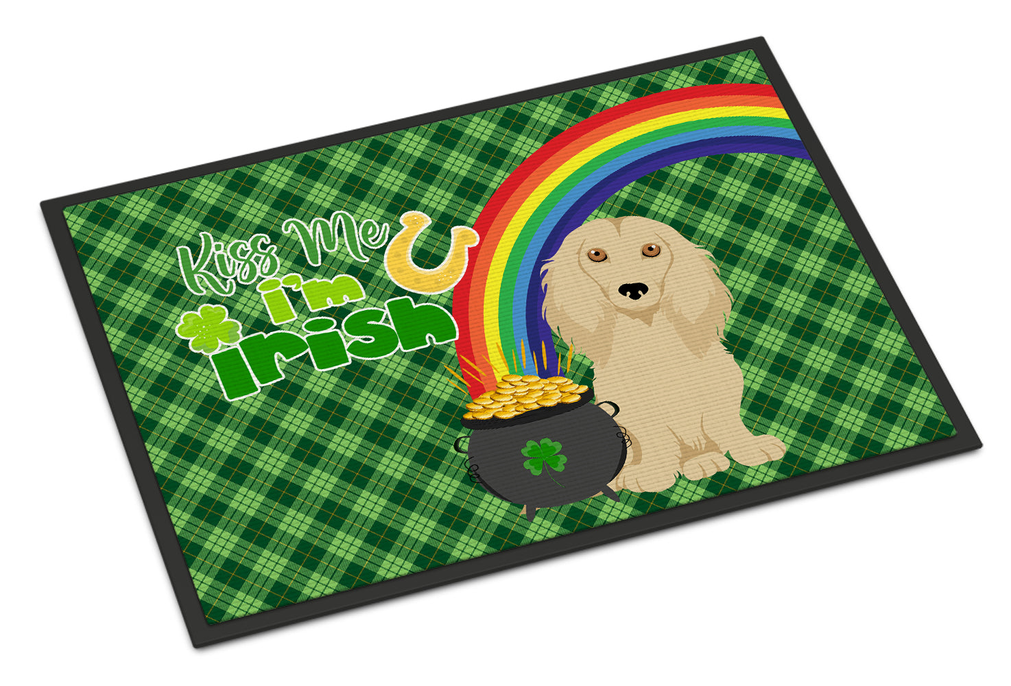 Buy this Longhair Cream Dachshund St. Patrick's Day Indoor or Outdoor Mat 24x36