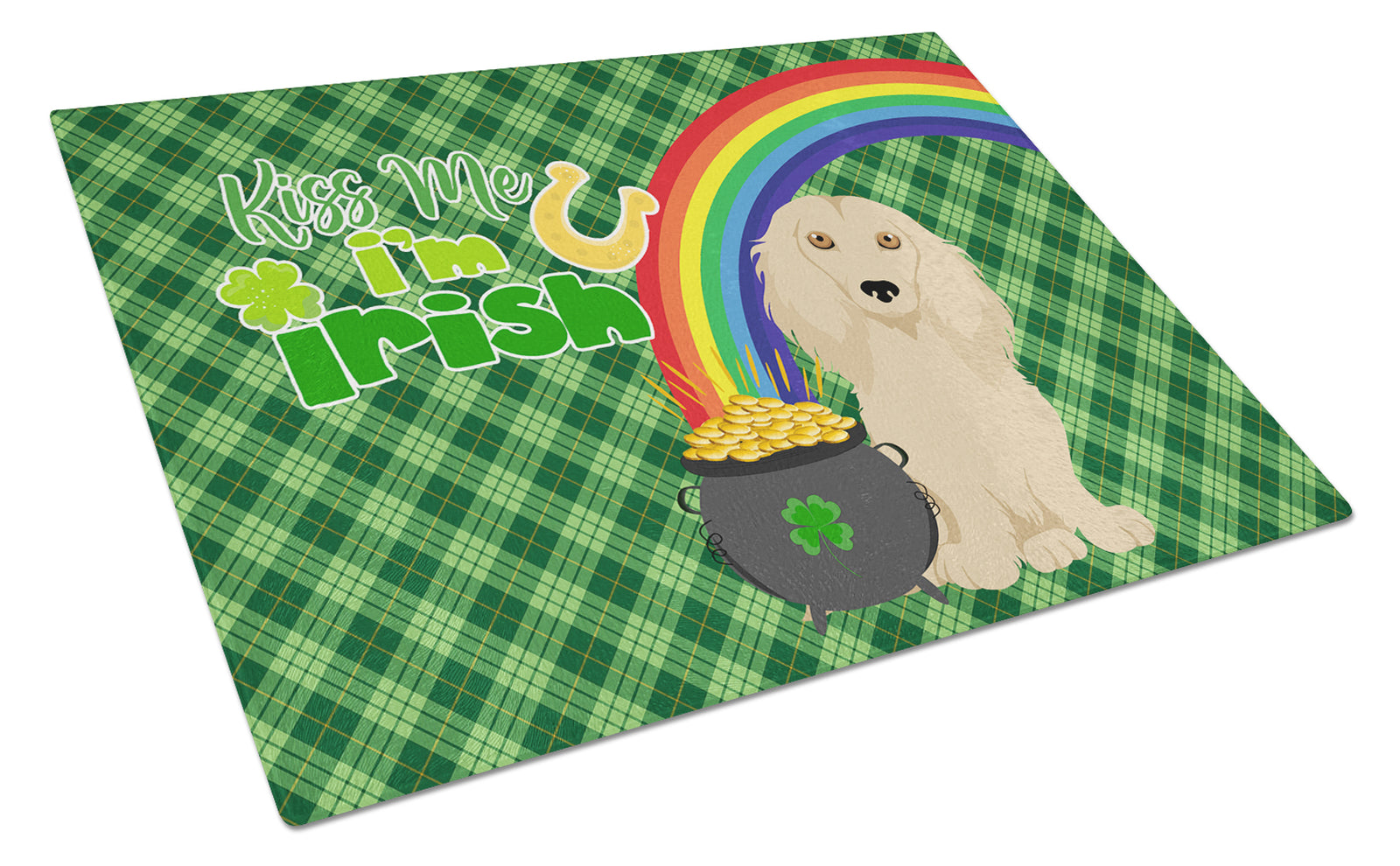 Buy this Longhair Cream Dachshund St. Patrick's Day Glass Cutting Board Large