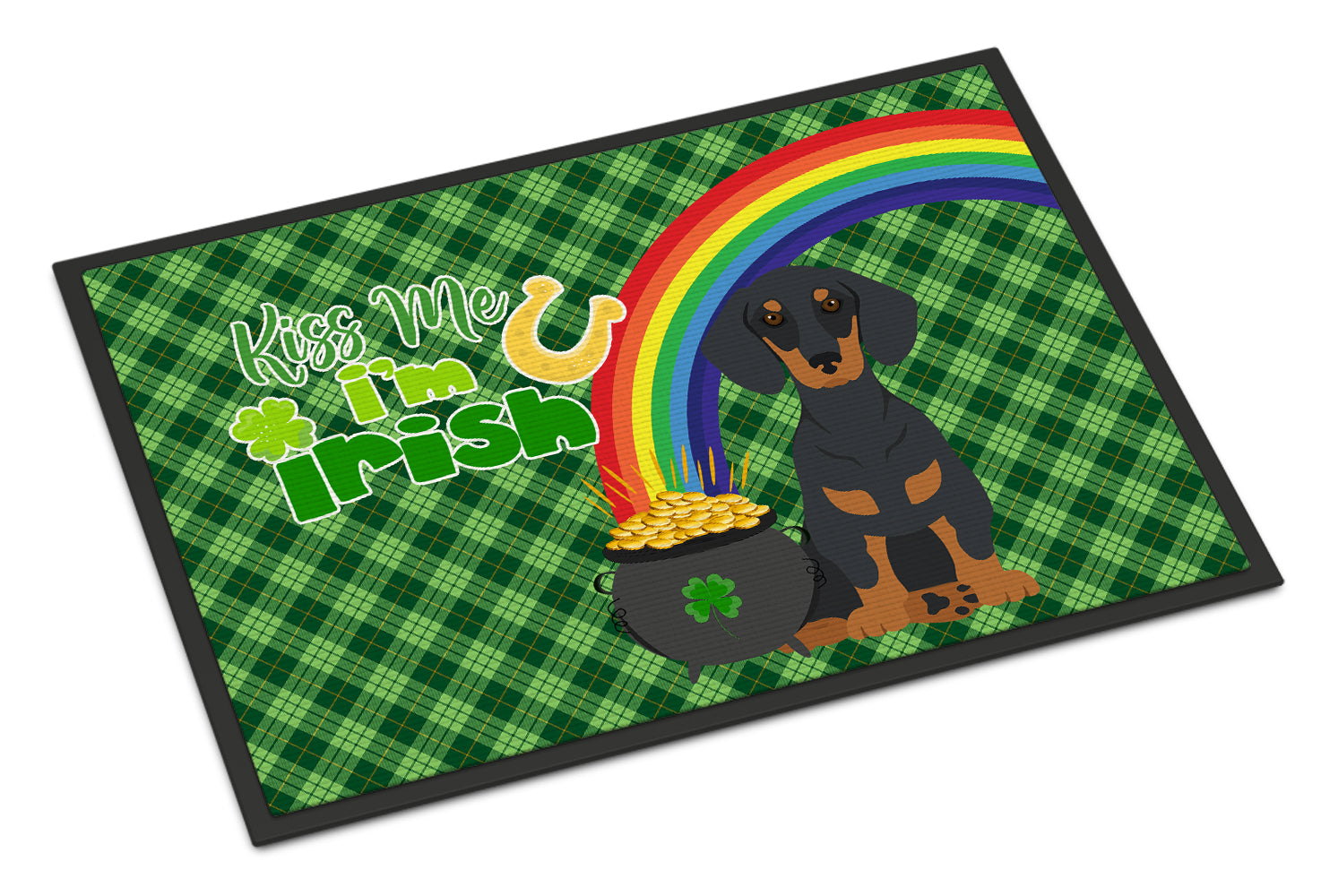 Buy this Black and Tan Dachshund St. Patrick's Day Indoor or Outdoor Mat 24x36