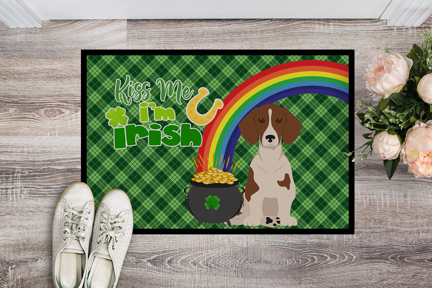 Buy this Red Piebald Dachshund St. Patrick's Day Indoor or Outdoor Mat 24x36