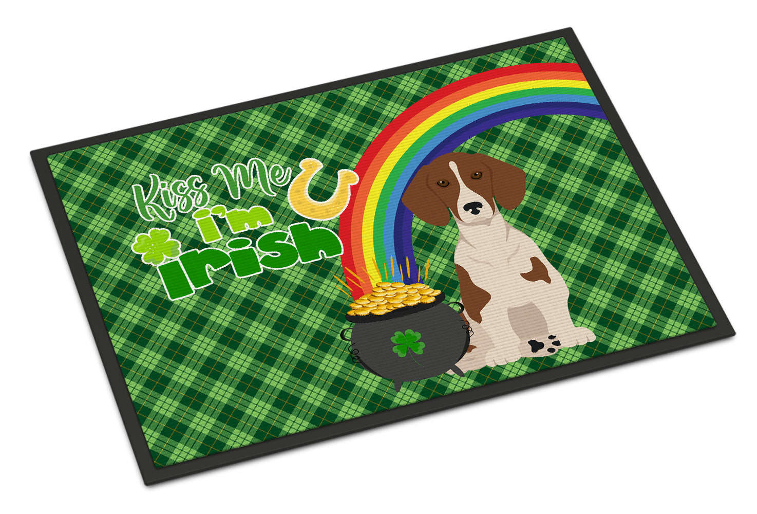 Buy this Red Piebald Dachshund St. Patrick's Day Indoor or Outdoor Mat 24x36
