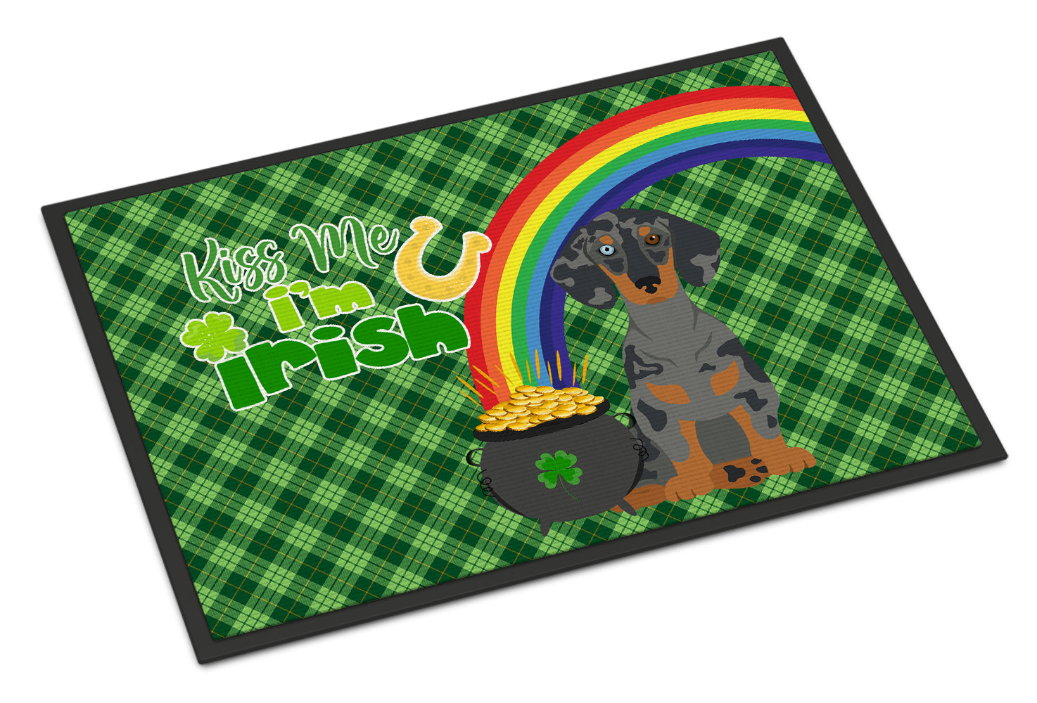 Buy this Black Dapple Dachshund St. Patrick's Day Indoor or Outdoor Mat 24x36