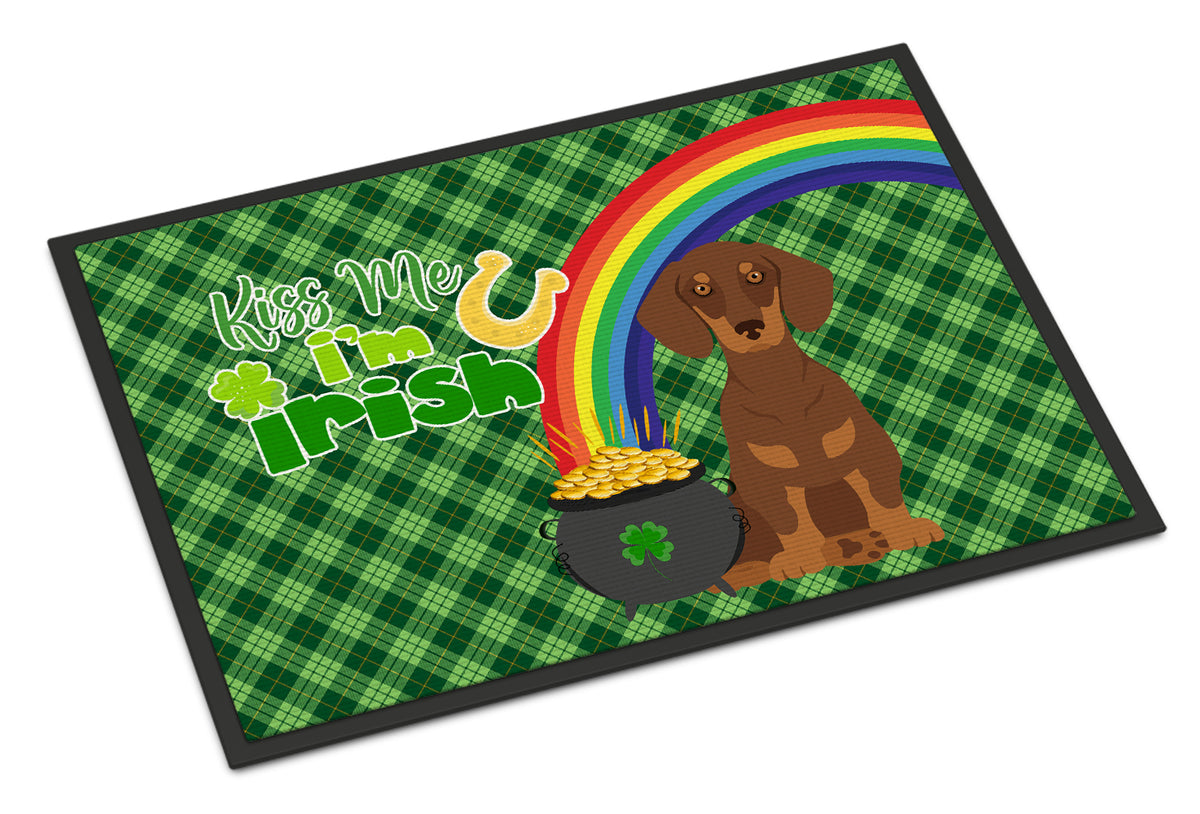 Buy this Chocolate and Tan Dachshund St. Patrick&#39;s Day Indoor or Outdoor Mat 24x36