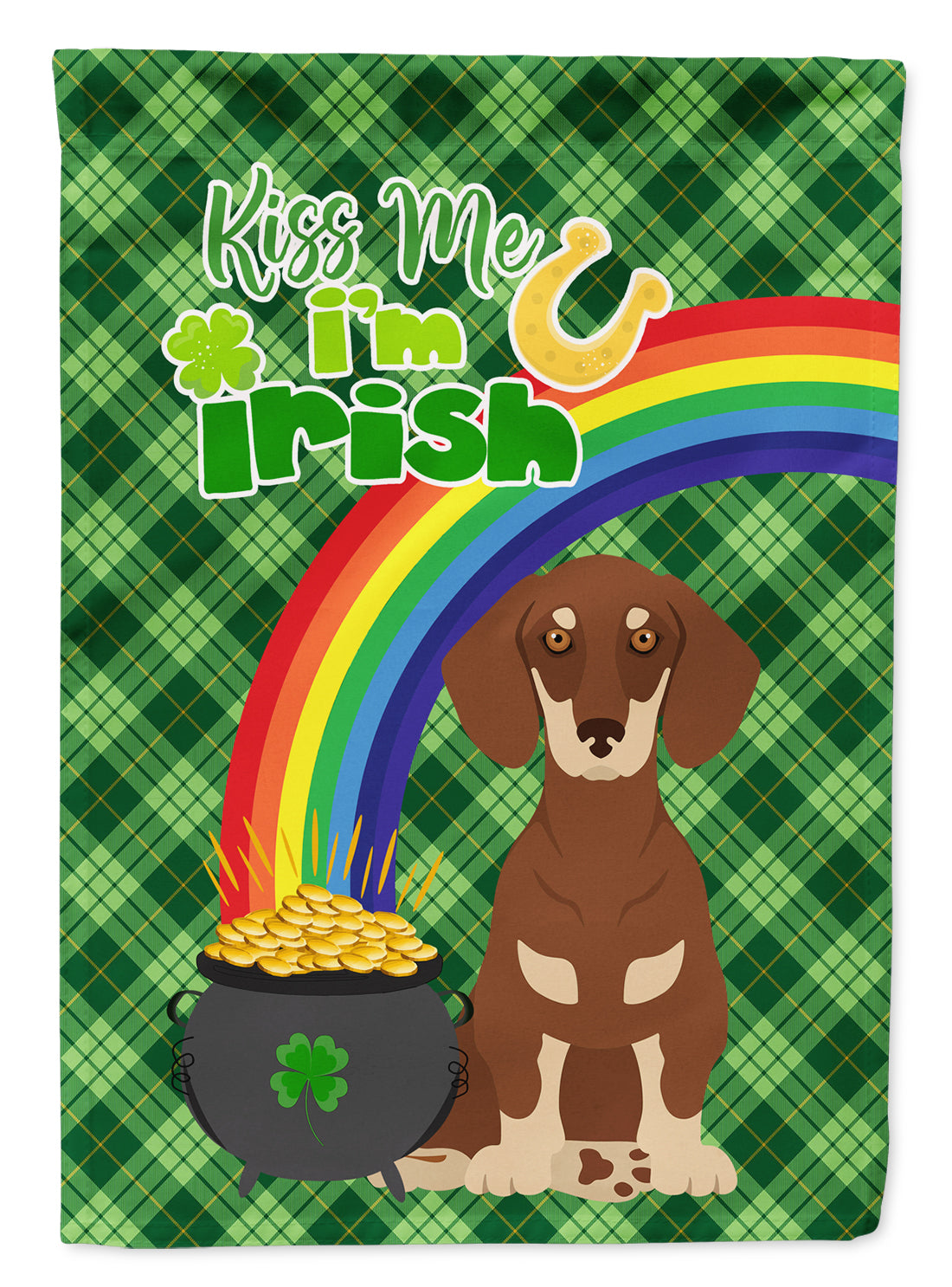 Chocolate and Cream Dachshund St. Patrick&#39;s Day Flag Garden Size  the-store.com.