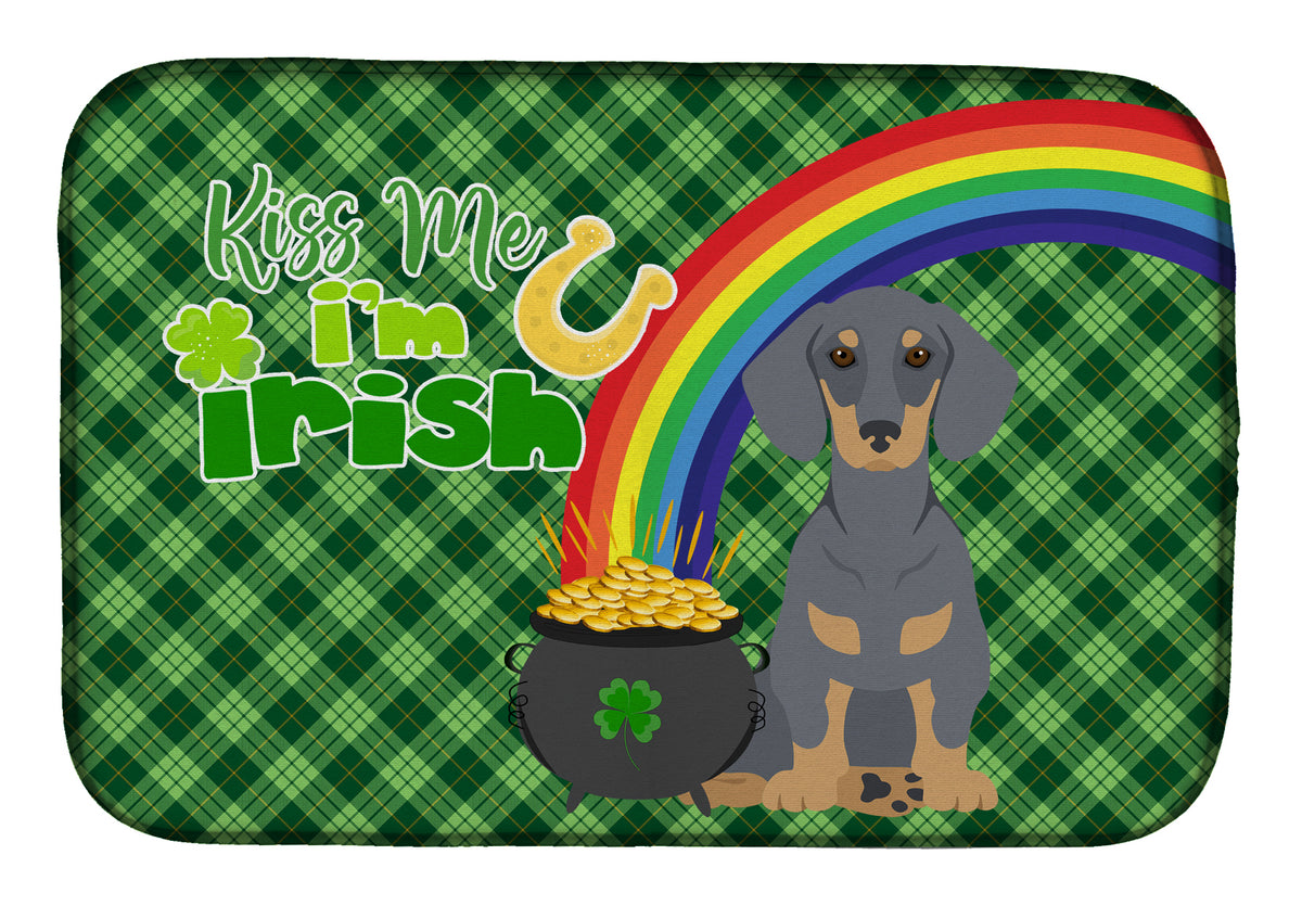 Blue and Tan Dachshund St. Patrick&#39;s Day Dish Drying Mat  the-store.com.