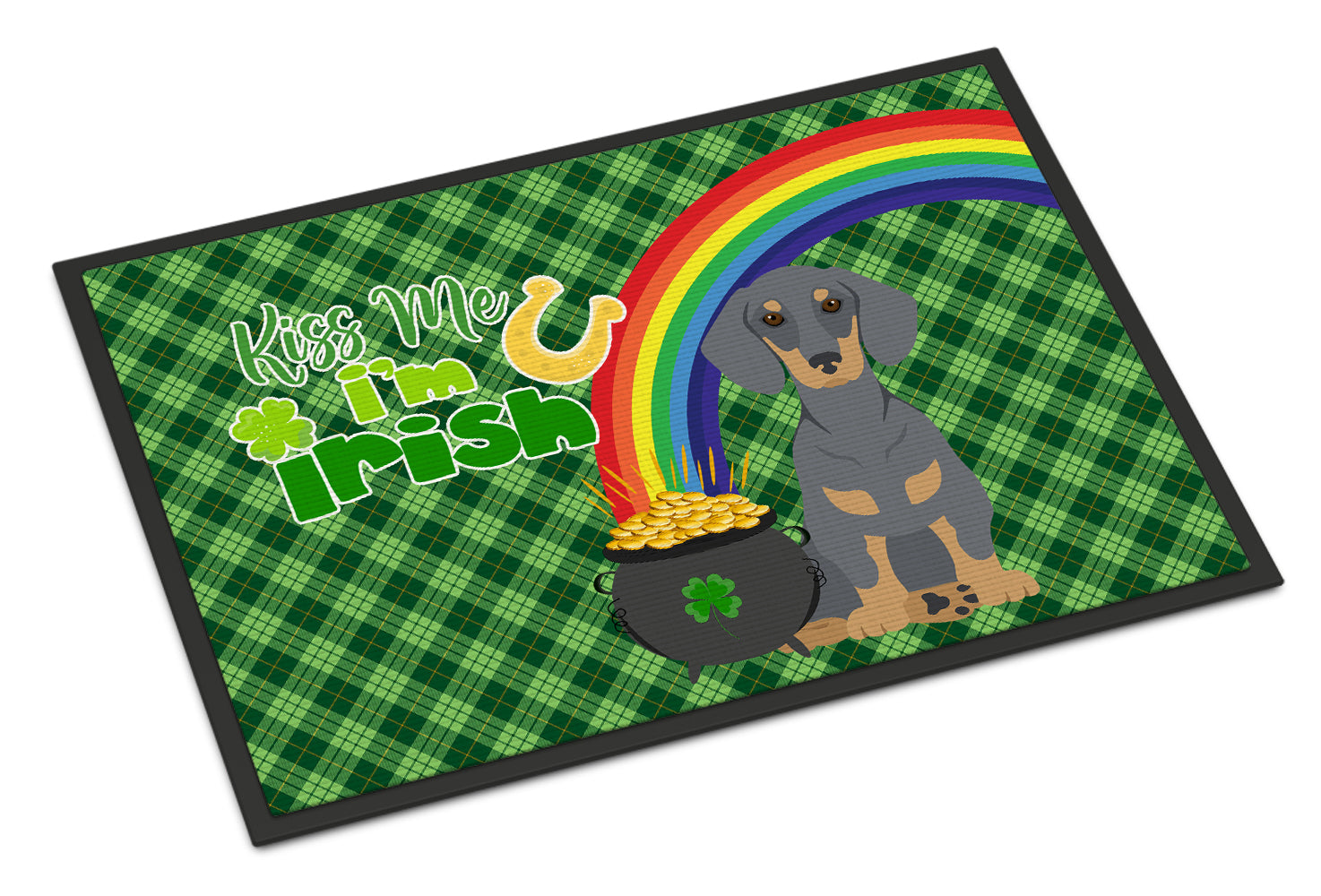 Buy this Blue and Tan Dachshund St. Patrick's Day Indoor or Outdoor Mat 24x36