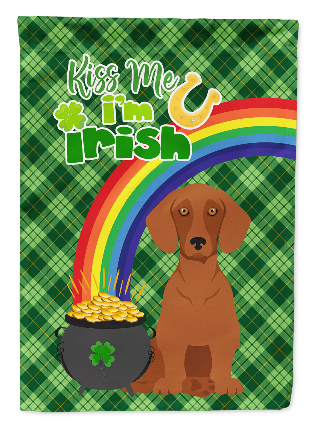 Red Dachshund St. Patrick&#39;s Day Flag Garden Size  the-store.com.