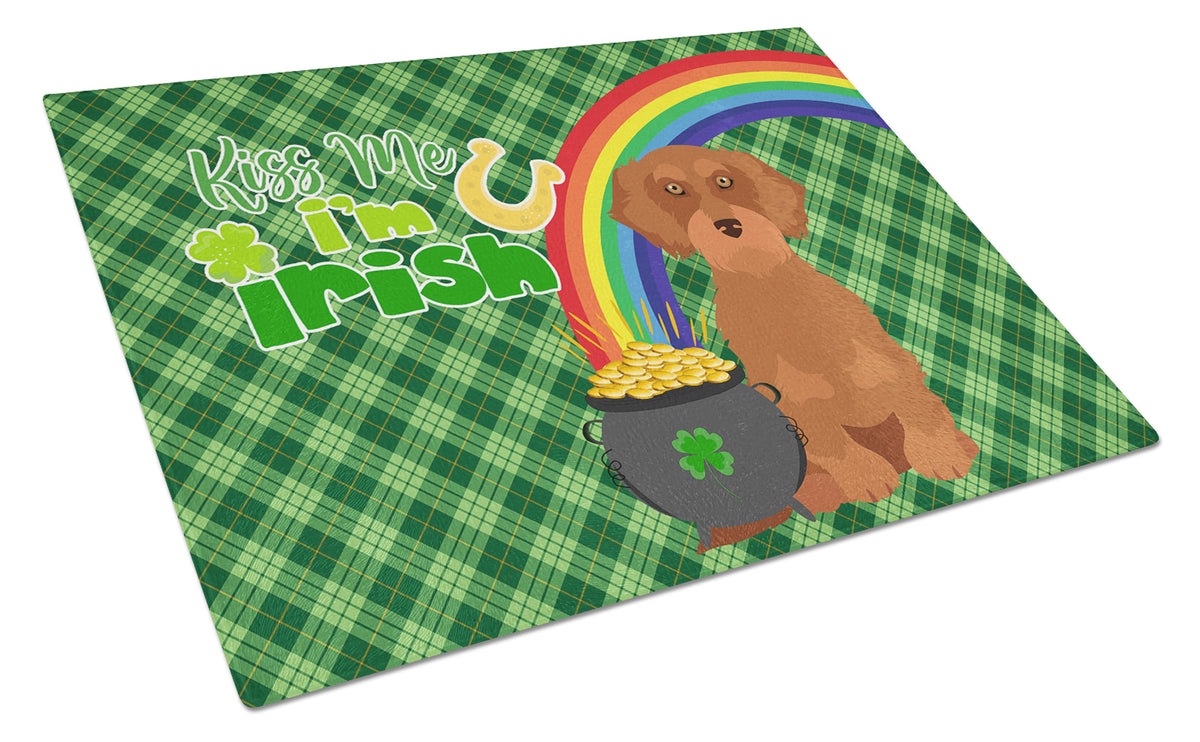 Buy this Wirehair Red Dachshund St. Patrick&#39;s Day Glass Cutting Board Large