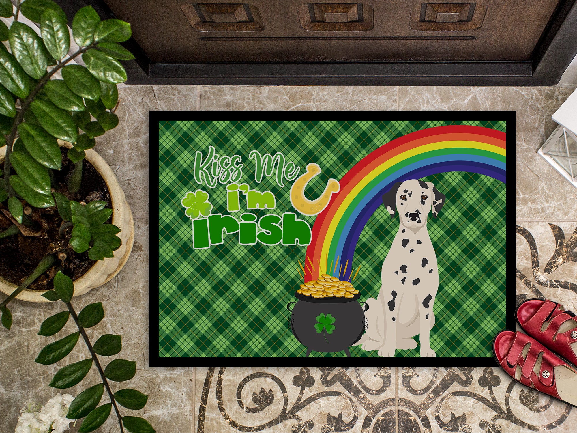 Dalmatian St. Patrick's Day Indoor or Outdoor Mat 24x36 - the-store.com