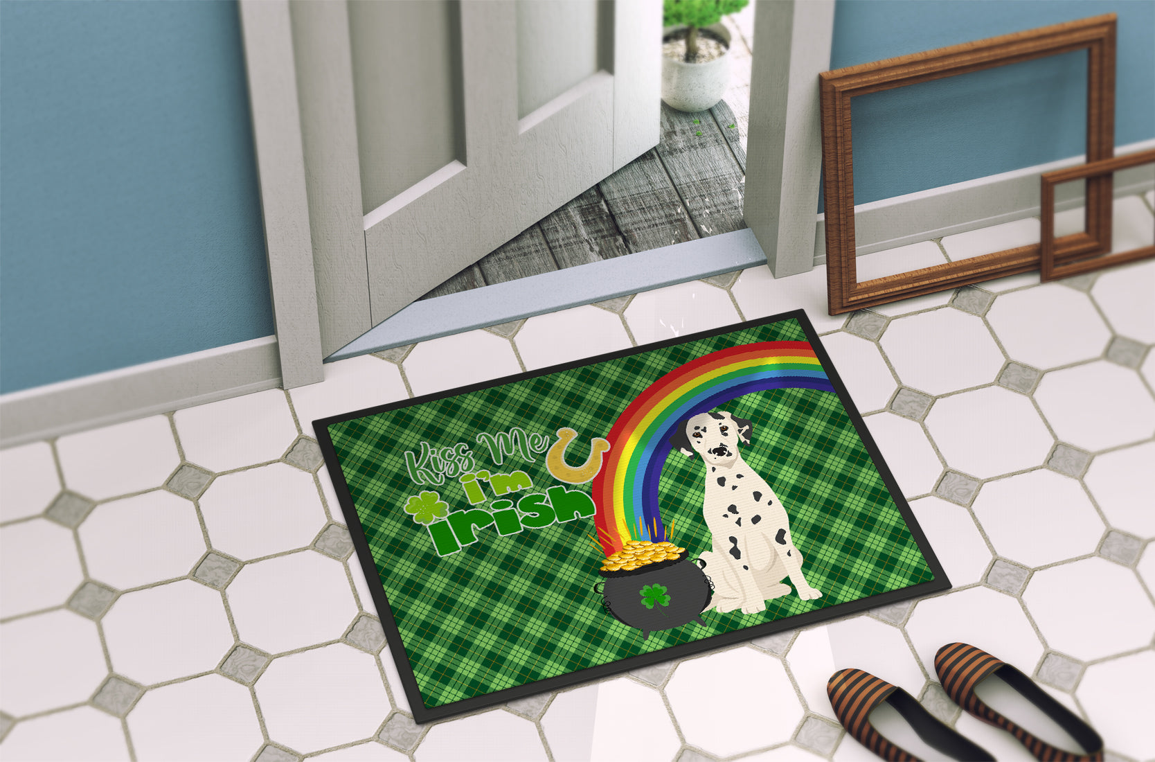 Dalmatian St. Patrick's Day Indoor or Outdoor Mat 24x36 - the-store.com