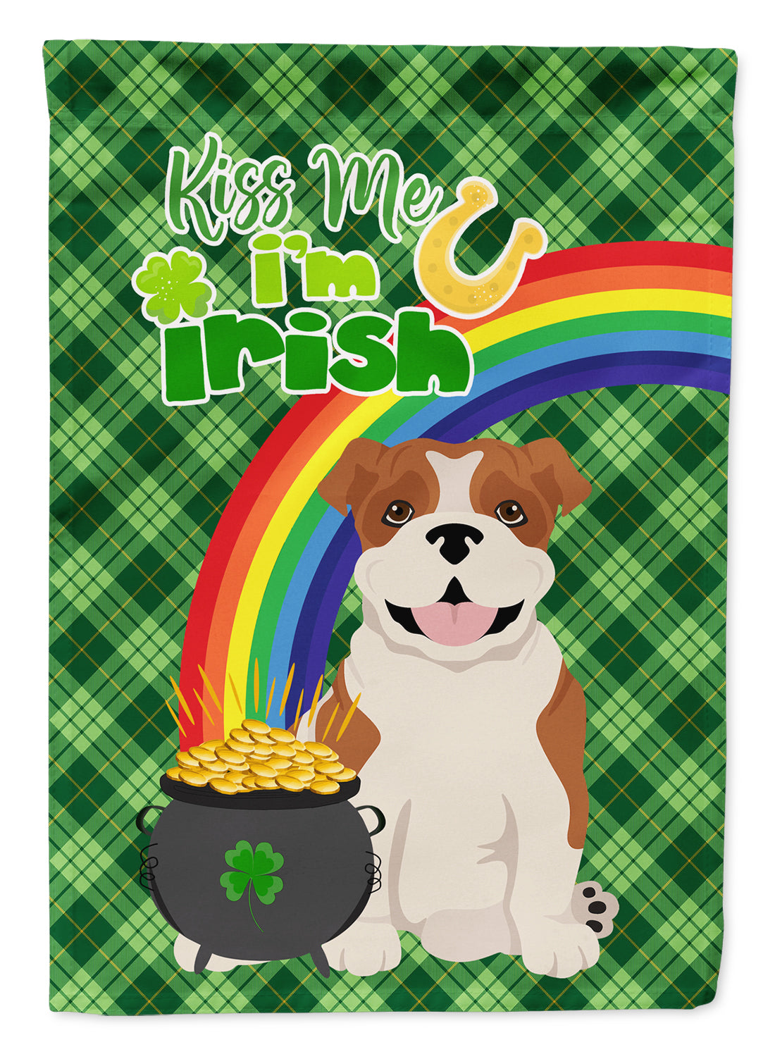 Red English Bulldog St. Patrick&#39;s Day Flag Garden Size  the-store.com.