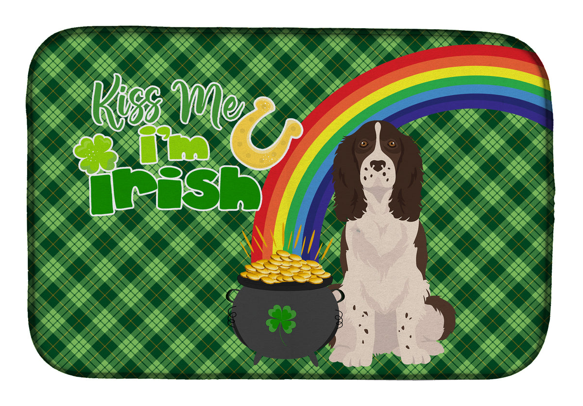 Liver English Springer Spaniel St. Patrick&#39;s Day Dish Drying Mat  the-store.com.