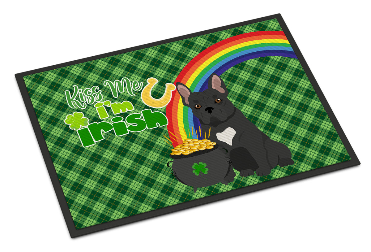 Buy this Black French Bulldog St. Patrick&#39;s Day Indoor or Outdoor Mat 24x36
