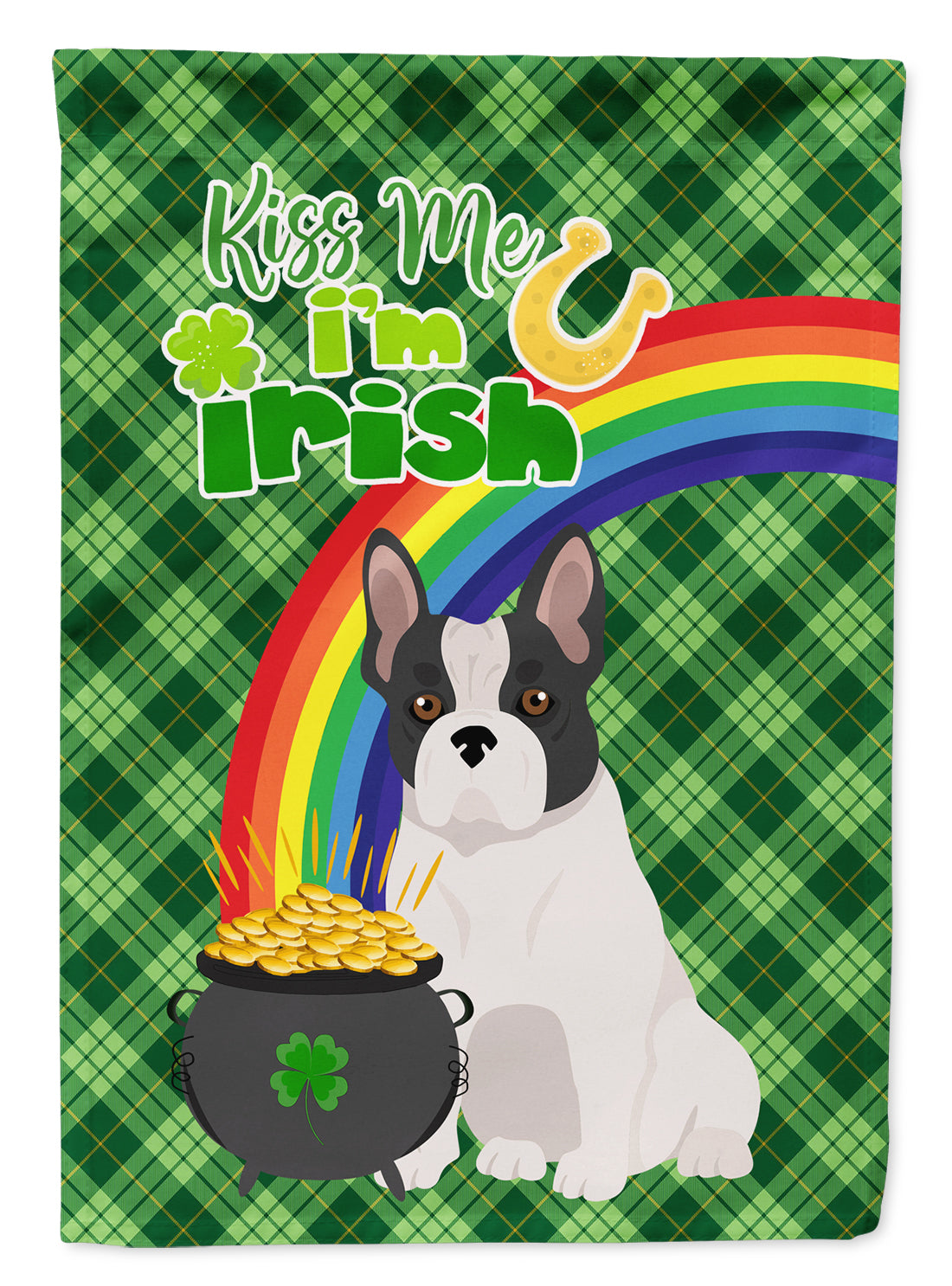 Black and White French Bulldog St. Patrick&#39;s Day Flag Garden Size  the-store.com.