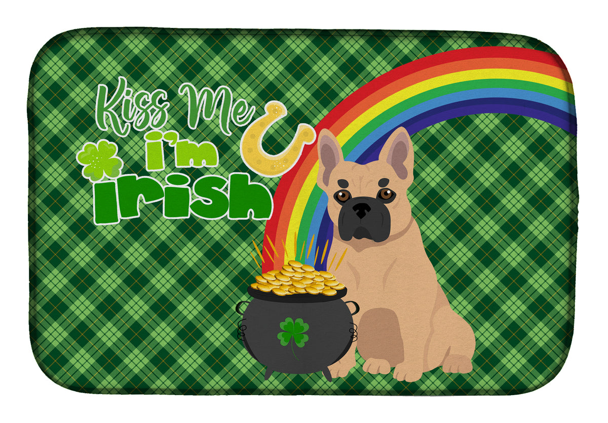 Fawn French Bulldog St. Patrick&#39;s Day Dish Drying Mat  the-store.com.