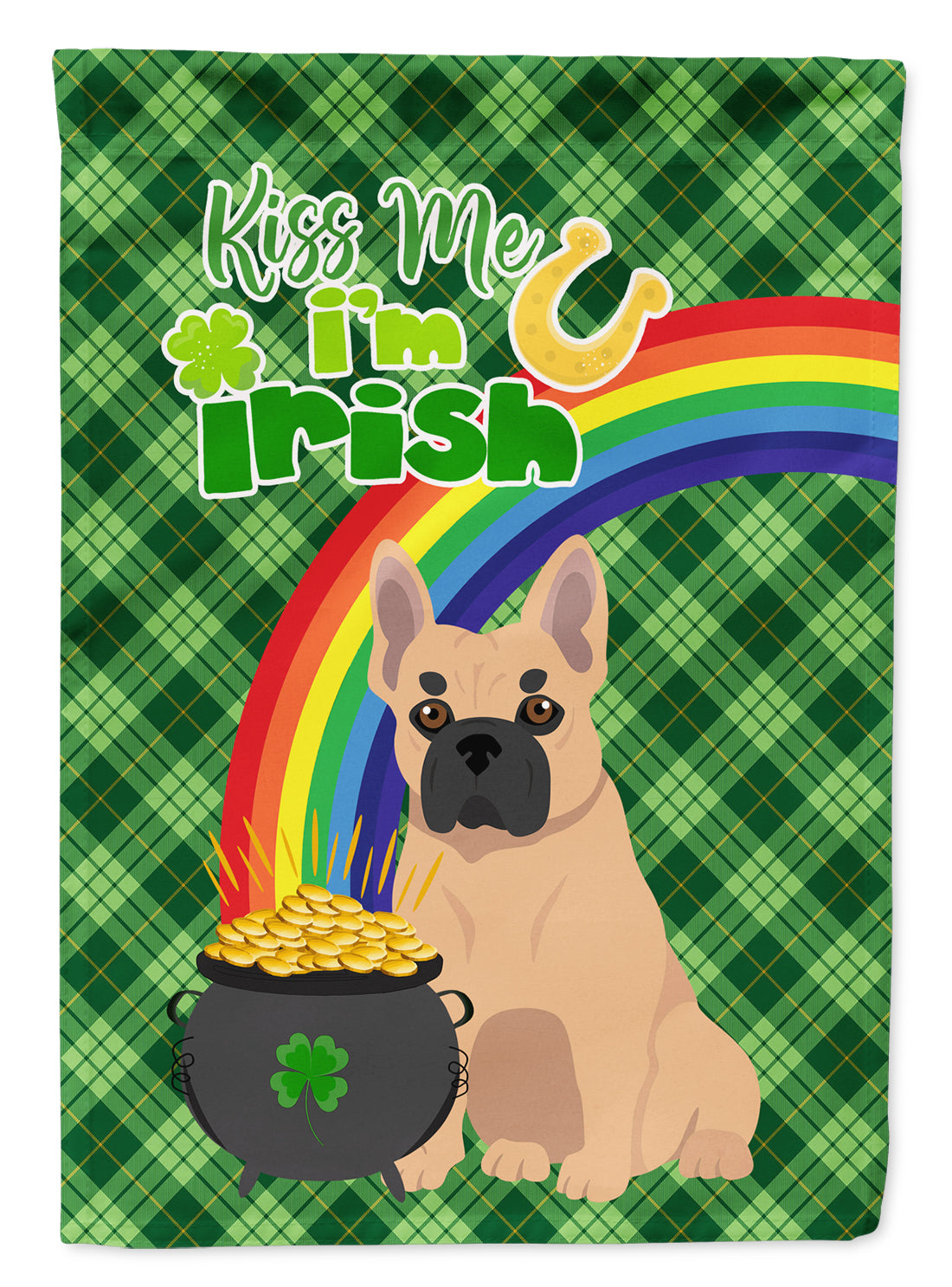 Fawn French Bulldog St. Patrick&#39;s Day Flag Garden Size  the-store.com.
