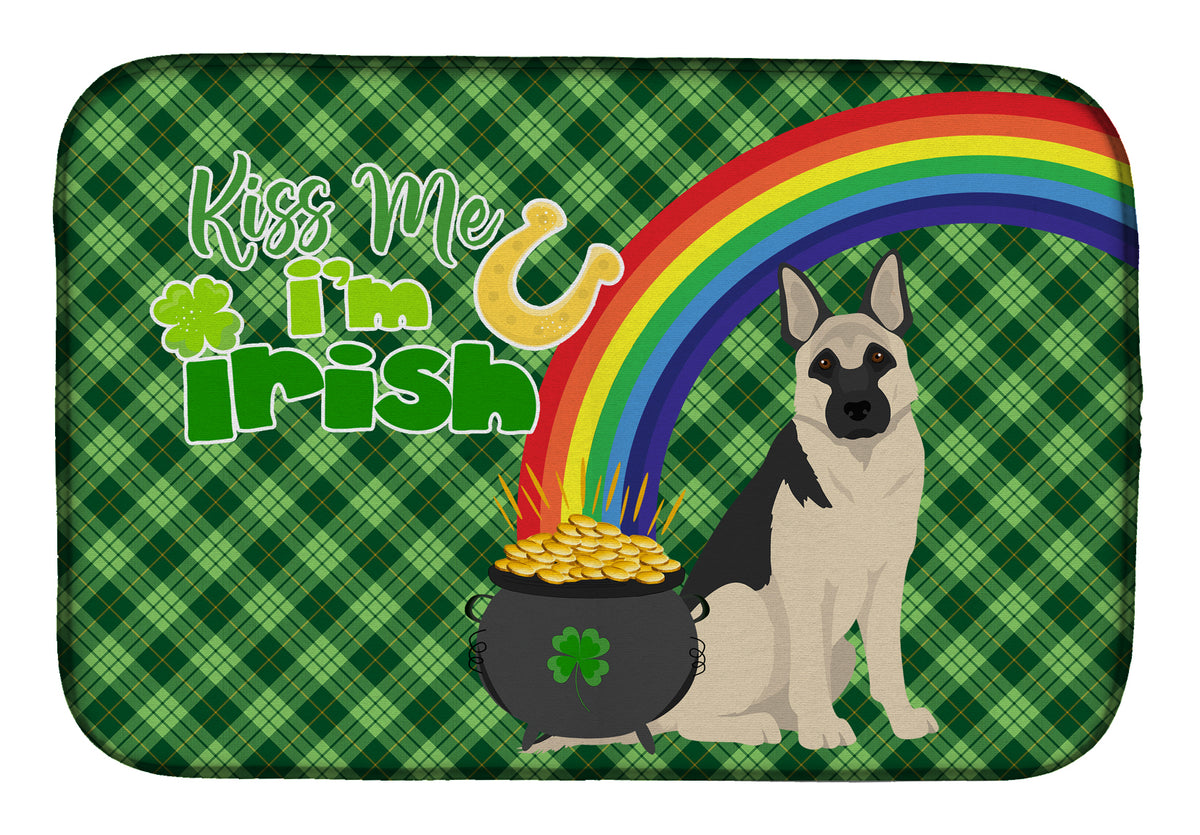 Black and Silver German Shepherd St. Patrick&#39;s Day Dish Drying Mat  the-store.com.