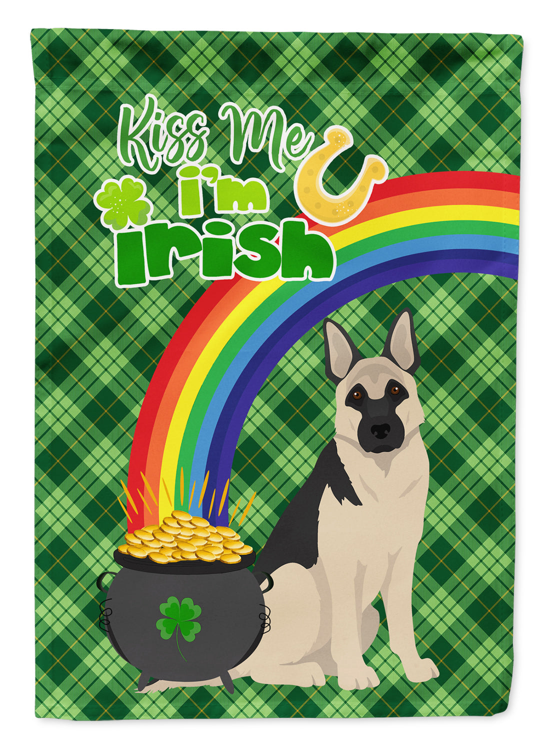Black and Silver German Shepherd St. Patrick&#39;s Day Flag Garden Size  the-store.com.